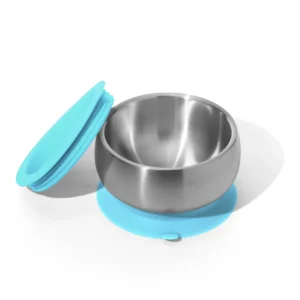 Blue Baby Bowl + Storage Lid | Stainless Steel & Silicone